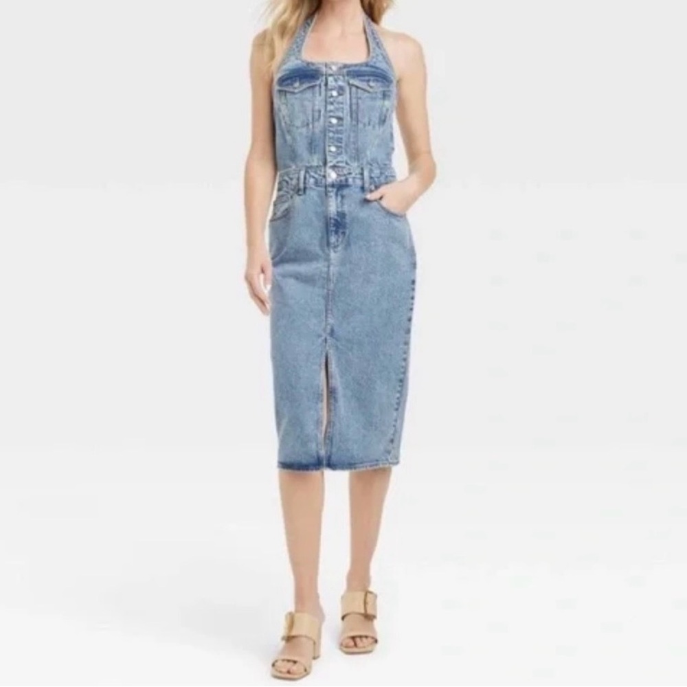 Universal Thread Blue Denim Midi Dress
